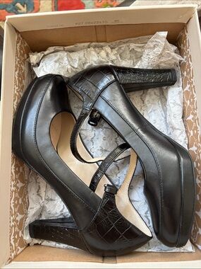 Clarks Kendra Dime Mary Jane Black Leather Compose Heels SZ 7 NEW IN BOX🖤🖤🖤